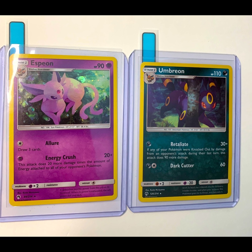Umbreon and Espeon alternate art holographic